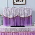 Copertura antipolvere per TV in pizzo viola con elegante motivo a foglie e nappe per 55 65 pollici. - Copertura TV 30-32 pollici / Viola splendido