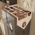 Vintage style refrigerator dust cover retro checkered floral pattern home appliance protector - Brown Mystery Style