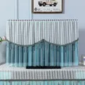 Copertura antipolvere per TV in pizzo turchese con elegante motivo a foglie 55-65 pollici - Blu affascinante