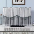 Copertura antipolvere in pizzo per TV da 55 65 pollici elegante tessuto a rete con nappe frangiate - Bianco affascinante