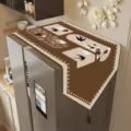 Retro Style Refrigerator Dust Cover Brown Swallow Pattern Tassel Home Appliance Cover - Brown Swallow Shadow Style