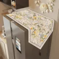 Vintage floral refrigerator dust cover with tassel, aesthetic cloth top cover for home use. - Dawn Flower Charm