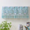 Copertura antipolvere per climatizzatore in tulle blu ricamo floreale dettaglio in pizzo - Sogno di tenda verde senza rimozione all'accensione