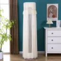 Beige lace vertical air conditioner cover dustproof cylinder floor standing AC protector - Plain Brocade Beige