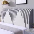 Fodera per testata letto in ciniglia elastica copri testata antipolvere con tasca. - Lunghezza testiera entro 1,2 m, altezza entro 70 cm / Ciniglia senza tempo delicata sulla pelle grigio chiaro