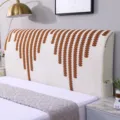 Copritesta in ciniglia fodera per testata letto elastica con tasca laterale portaoggetti. - Lunghezza testiera entro 1,2 m, altezza entro 70 cm / Ciniglia del tempo delicata sulla pelle - arancione