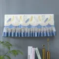 Lace air conditioner dust cover hanging AC protector with elegant feather pattern for home bedroom - Universal for 2P (Length within 88-94cm) / Feather - Blue (No Removal When On)