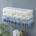 Elegant embroidered feather hanging AC dust cover with lace and blue fringe detail view. - Universal for 1-1.5 HP (Length Within 86 cm) / Feather Blue Full Cover (Remove to Use)