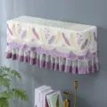 Detailed view of wall-mounted air conditioner dust cover with elegant lace and feather embroidery. - Universal for 1-1.5 HP (Length Within 86 cm) / Feather Purple Full Cover (Remove to Use)