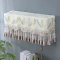 Detail view of the embroidered feather lace air conditioner dust cover for home decor. - Universal for 1-1.5 HP (Length Within 86 cm) / Feather - Coffee - Full Cover (Remove When On)