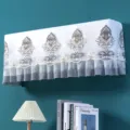 Wall-mounted lace air conditioner cover dustproof embroidered floral protective case decor - Universal for 1-1.5 HP (Length Within 86 cm) / European Floral Grey TV Cover (Use without Removal)
