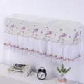 Witte geborduurde kanten airconditioner stofferhoes voor wandmontage AC units in slaapkamer. - Lotusritme paars - volledige hoes, verwijderen bij starten