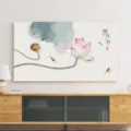 Chinese Stijl 55 Inch TV Stofhoes Elastische Scherm Protector Lotus Kunst Decoratie - Lotus in de wind - elastische tv-hoes