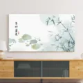 Chinese stijl TV stofdhoes 55 inch elastische beschermhoes bamboe lotus patroon - Groene bamboe & lotus - elastische tv-hoes