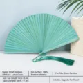 Abanico plegable de bambú verde menta con borla, abanico tradicional chino para verano. - S / Verde menta