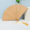 Bamboo folding fan brown plain hand fan summer classical chinese style gift fan variant - Brown