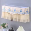 Spitzen Klimaanlage Abdeckung staubdicht bestickt floral Wandbehang Schutzvorhang Design - Klimaanlagenhülle in Ethno-Kaffeebraun - Ohne Abnehmen einschaltbar