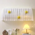 White lace air conditioner dust cover with cute yellow plush star and pom poms. - Stay-on AC Cover 1-1.5 HP (86cm) / Solid Color Star