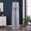 Copertura per condizionatore verticale in pizzo grigio, elegante ricamo farfalla antipolvere. - Farfalle in volo grigio