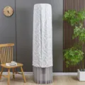 Cylindrical vertical air conditioner dust cover white lace leaf embroidery decorative cover - Universal Fit for All Brands (Height 175 cm) / Wheat Ear Grey Stay-on Cover