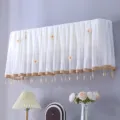 White lace air conditioner cover with floral appliques and beaded fringe for home decor. - Universal for 1-1.5 HP, Length 86 cm / Gradient Coffee Beads