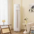 Copertura antipolvere cilindrica per condizionatore in pizzo bianco con ricamo floreale. - Universale per Altezza Condizionatore 170 / Bianco floreale romantico