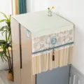 Cubierta antipolvo acolchada de encaje para refrigerador con borla y elegante bordado. - Belleza nacional café