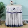 Cubierta de lavadora de encaje blanco con bordado floral azul funda protectora contra polvo. - Unisex / Diseño Magnolia azul