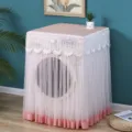 Rosa Spitzen Wascheabdeckung Detail mit elegantem Blumennetzrock und gestepptem Top. - Universelle Waschmaschinenabdeckung 60x60x80cm / Rosa Schmetterling