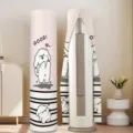 Cute cartoon dog round vertical air conditioner dust cover, pink stripe design 190cm - Diameter 38 * Height 175cm / Cute Heart Dog - Thickened Elastic Fabric