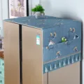 European style double door refrigerator dust cover with quilted ginkgo leaf pattern and tassels. - 55*140cm / Blue Ginkgo Leaf