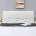 Fodera per testata letto bianca in peluche con bordo volant ondulato, protezione antipolvere. - Copritestiera letto (L 1,5 m, A 65 cm) / Sogno tranquillo - beige