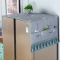European style refrigerator dust cover with storage pockets and elegant decorative tassels. - 55*140cm / Dandelion Grey