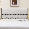 Fundas para cabecero de cama de chenilla, cubierta antipolvo decorada con lazos, tela suave. - Para Cabecera de 1.2m (120x90cm) / Beige