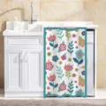 Waterproof washing machine dust cover floral print balcony sunshade protective cloth curtain - W65*H85cm - Track Included (Adjustable 7cm Single Hook) / Flowers and Leaves - Upgraded Waterproof