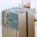 Nordische Blumen Kühlschrank Staubschutzhülle mit Taschen und eleganten Dekoration Quasten. - 55*150cm / Schlossgrün