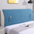 Thickened all-inclusive headboard cover, dustproof quilted bed back protector with side pockets. - For Headboards within Width 1.5m Height 80cm / Good Luck Blue Quilted Full Cover