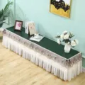 Cubierta antipolvo impermeable para mueble de TV camino de mesa con encaje y falda de tul. - Ancho 35 * largo 120 * alto 40 cm / Alice verde