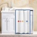 Washing machine dust cover waterproof balcony sunshade curtain with cute floral bear pattern. - W65*H85cm - Track Included (Adjustable 7cm Single Hook) / Floral Bear - Upgraded Waterproof