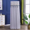 Detail shot of Nordic vertical AC dust cover featuring elegant embroidery lace and tassels. - AC Cover (Height 180cm) / Danqing Style Square Cabinet - Machine Grey