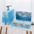 Blue Floral Lace Computer Dust Cover Set for Monitor and Host Protector Decor - Three-Piece Set / Crystal Lily Blue 17-23 Inch Universal
