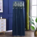 Nordic style vertical air conditioner dust cover embroidered blue cabinet protection sleeve. - AC Cover (Height 180cm) / Blue Air Conditioner Cover for Square Cabinet Units with Painting Style