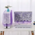 Purple lace computer dust cover set, elegant monitor and host protective covers. - Moonflower Purple