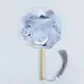 Traditional Chinese style palace fan with elegant crane pattern and wooden handle. - 8-Petal - Cranes from All Directions