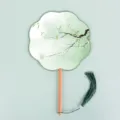 Traditional Chinese fan classical Hanfu dance fan wooden handle green plum blossom round fan - 8-Petal Simple & Elegant Collection