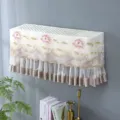 Wall-mounted air conditioner dust cover with delicate lotus embroidery lace edge daily home decor - Universal for 1-1.5 HP (Length Within 86 cm) / Lotus Coffee Full Cover (Remove to Use)