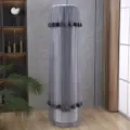 Grey mesh vertical cylinder air conditioner dust cover detail view in home living room setting. - Perfect Grey