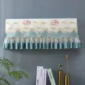 Wall-mounted air conditioner dust cover with lotus embroidery and mesh ruffle for home use. - Universal for 2P (Length within 88-94cm) / Lotus - Green (No Removal When On)
