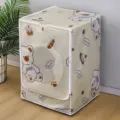 Fundas impermeables para lavadora con bonito estampado de oso, cremallera delantera para el hogar. - Fundas para lavadora de carga frontal (Capacidad 4,9-7,6 kg) / Fundas impermeables y con protección solar de oso de dibujos animados – Beige