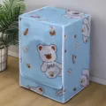 Fundas antipolvo para lavadora azul con diseño de osito, cremallera frontal impermeable. - Fundas para lavadora de carga frontal (Capacidad 4,9-7,6 kg) / Funda impermeable y solar - Oso de dibujos animados azul